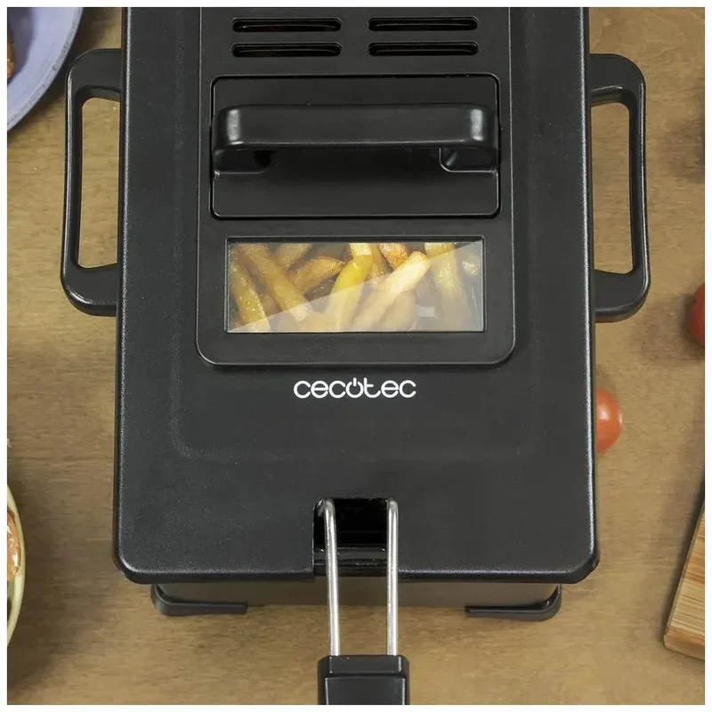 Freidora Eléctrica 3L, 2000W, Acero Inoxidable, Filtro OilCleaner y Antiolores de Cecotec