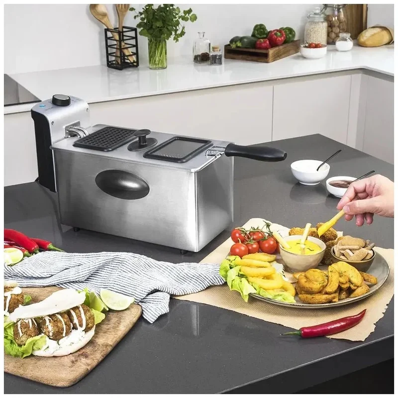 Freidora Eléctrica 3L Inoxidable con Filtro Antiolores y Potencia 2180W de Cecotec