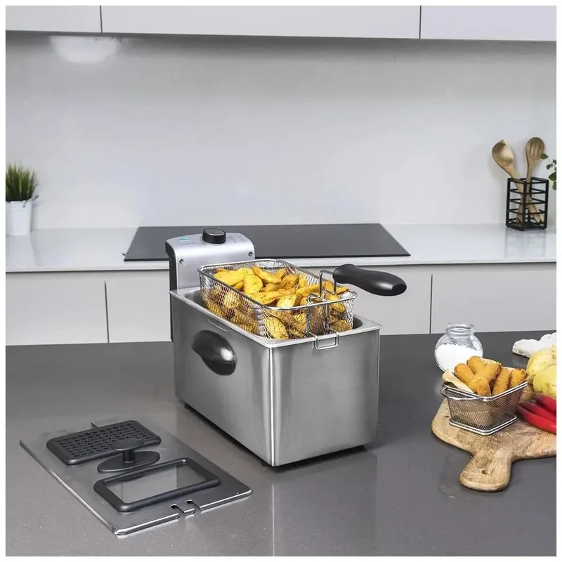 Freidora Eléctrica 3L Inoxidable con Filtro Antiolores y Potencia 2180W de Cecotec