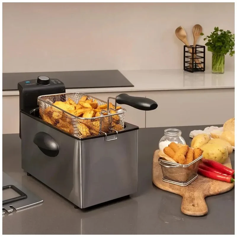 Freidora Eléctrica 2180W, 3L con Filtro OilClean y Diseño en Acero Inoxidable de Cecotec