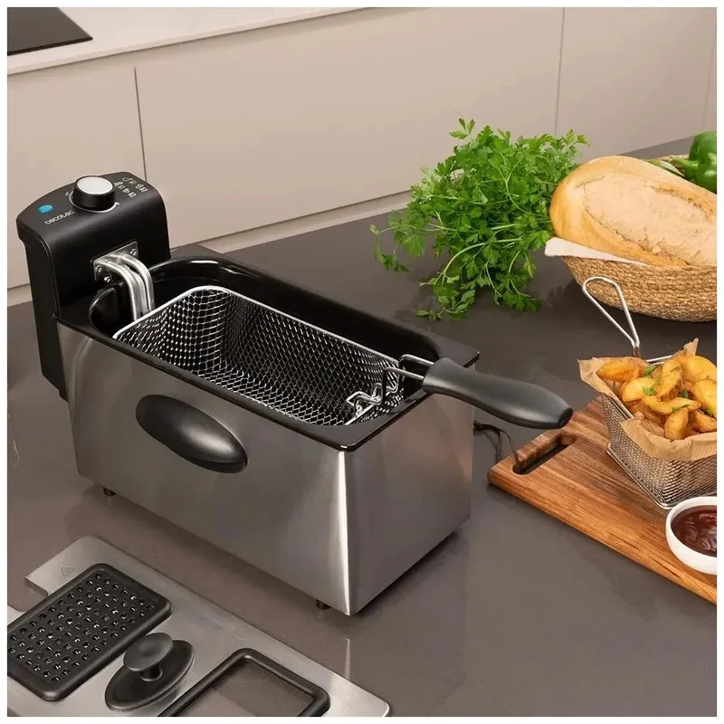 Freidora Eléctrica 2180W, 3L con Filtro OilClean y Diseño en Acero Inoxidable de Cecotec