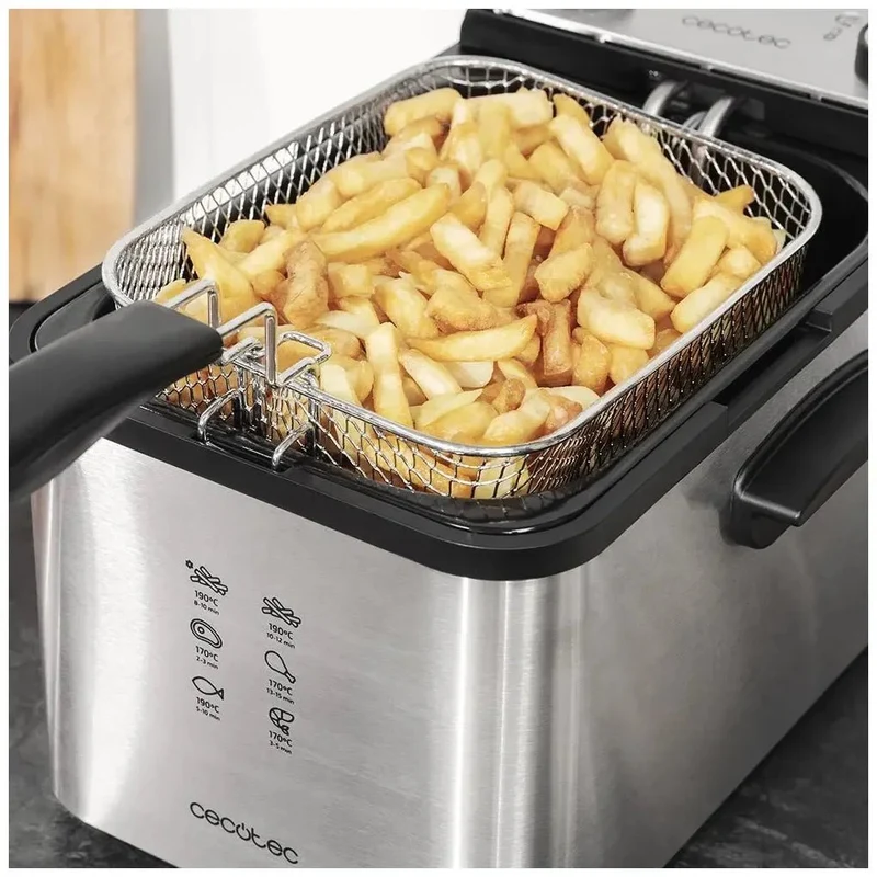 Freidora Eléctrica 4L con Filtro OilCleaner y Diseño INOX - Potencia 3270W de Cecotec