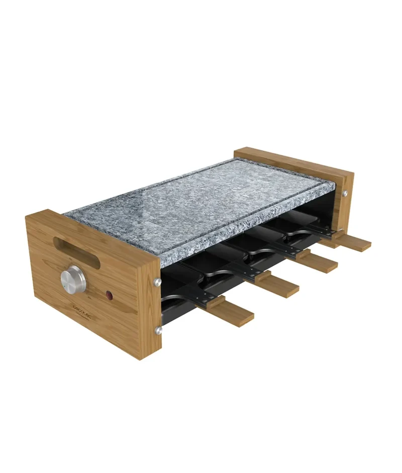 Raclette Cheese&Grill 8600: Elegancia y Funcionalidad con Piedra Natural y Madera de Cecotec
