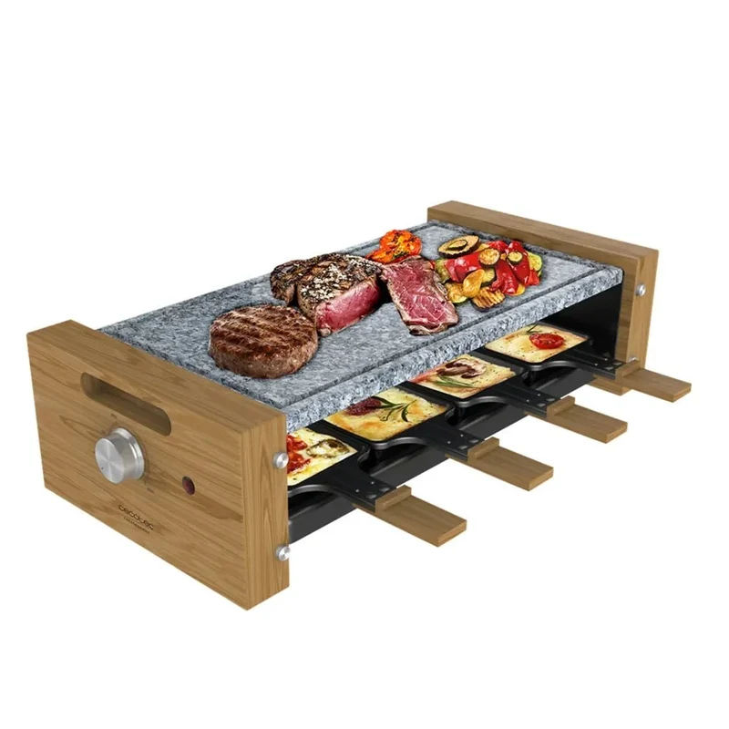 Raclette Cheese&Grill 8600: Elegancia y Funcionalidad con Piedra Natural y Madera de Cecotec