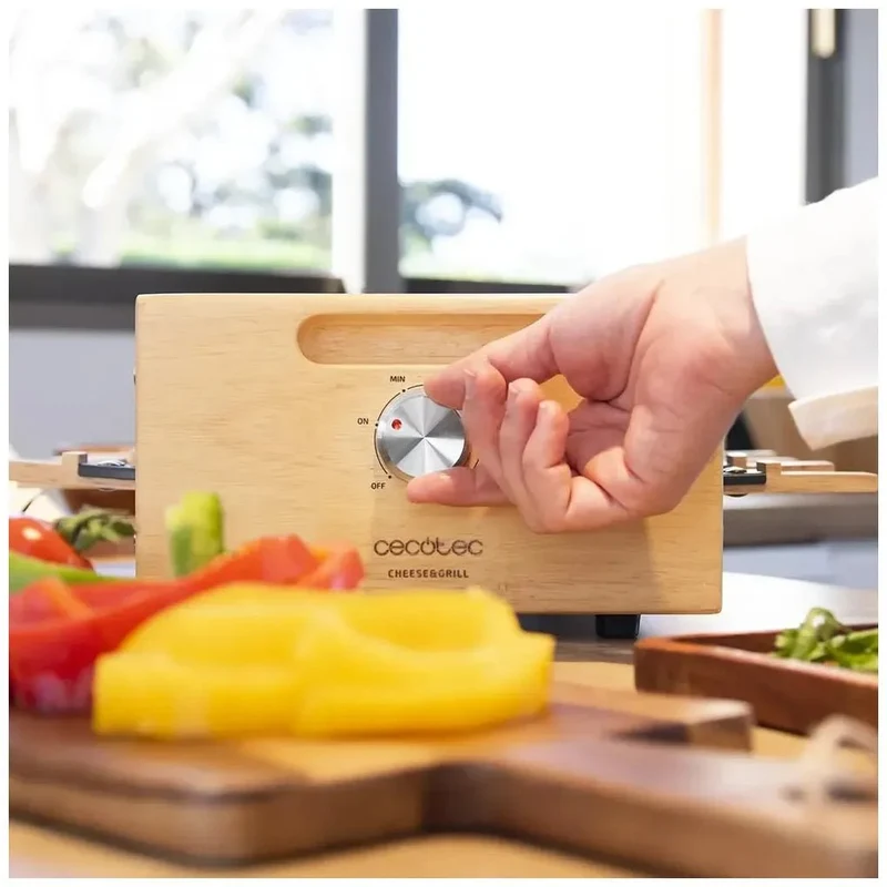Raclette Cheese&Grill 8600: Elegancia y Funcionalidad con Piedra Natural y Madera de Cecotec