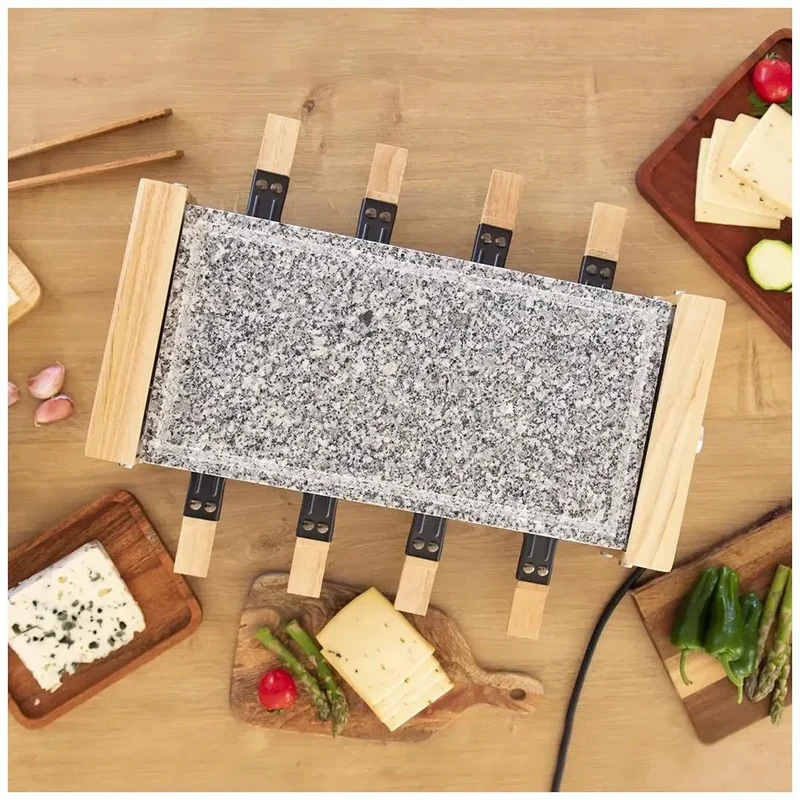 Raclette Cheese&Grill 8600: Elegancia y Funcionalidad con Piedra Natural y Madera de Cecotec