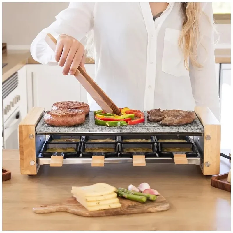 Raclette Cheese&Grill 8600: Elegancia y Funcionalidad con Piedra Natural y Madera de Cecotec