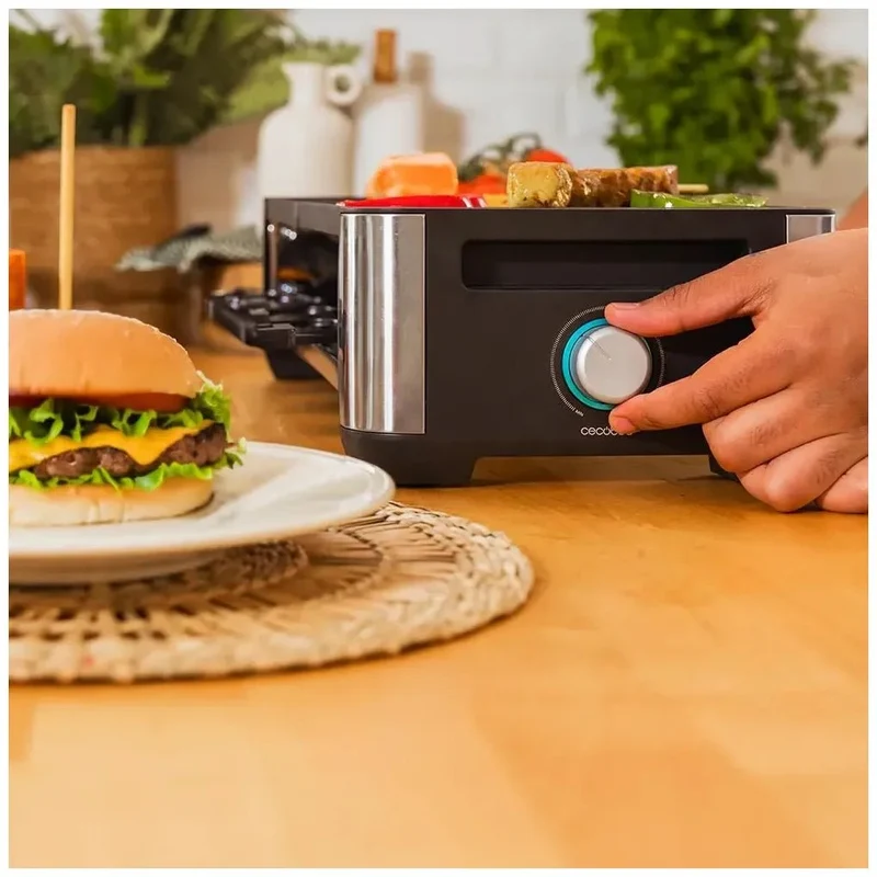 Máquina de Raclette 1400W para 8 Personas con Placas Antiadherentes y de Piedra de Cecotec