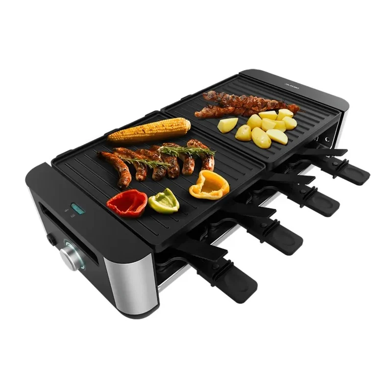 Máquina de Raclette 1400W Inoxidable para 8 Personas con Grill y Plancha de Cecotec