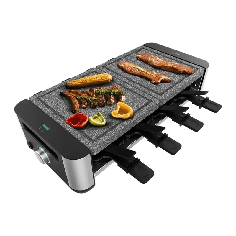 Máquina de Raclette 1400W para 8 Personas con Grill y Placa de Piedra Natural de Cecotec