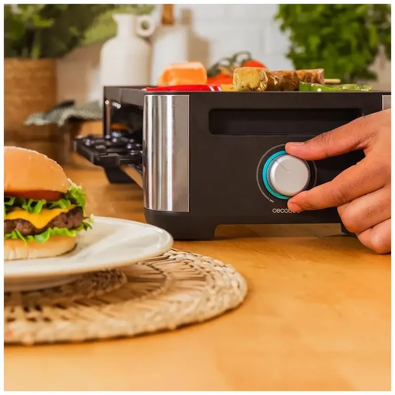 Máquina de Raclette 1400W para 8 Personas con Grill y Placa de Piedra Natural de Cecotec