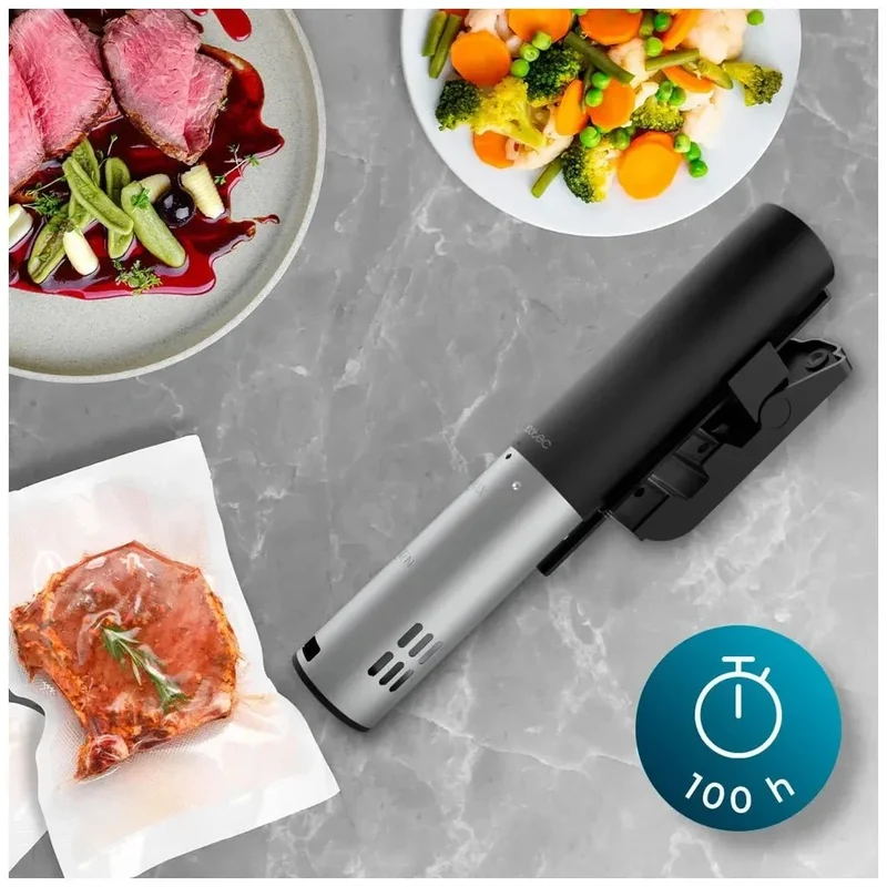 Roner SlowVide 1000 Connected Sous Vide con Wi-Fi potencia de 1000W pantalla táctil y certificación IPX7 Cecotec