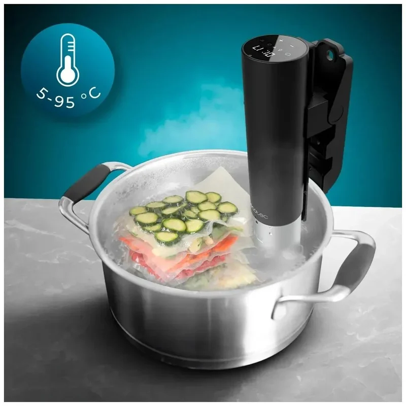 Roner SlowVide 1000 Connected Sous Vide con Wi-Fi potencia de 1000W pantalla táctil y certificación IPX7 Cecotec