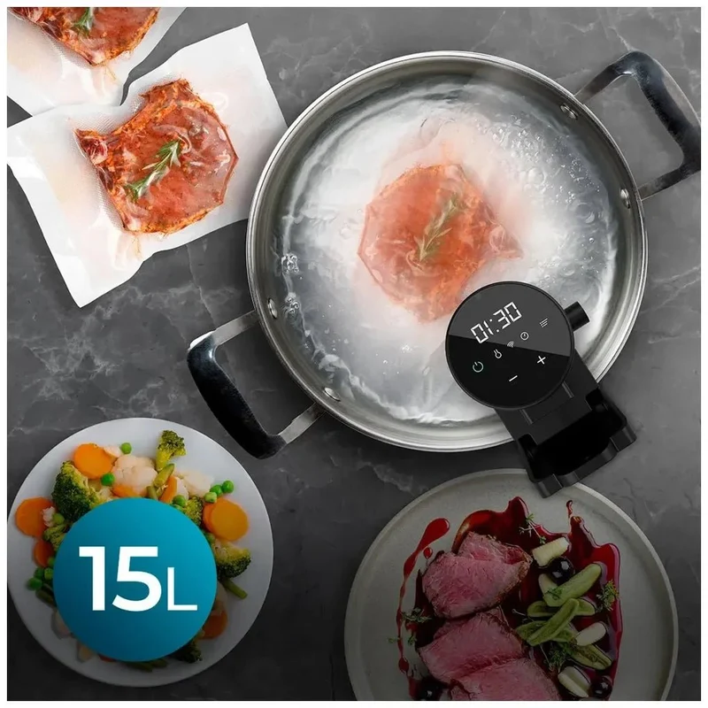 Roner SlowVide 1000 Connected Sous Vide con Wi-Fi potencia de 1000W pantalla táctil y certificación IPX7 Cecotec