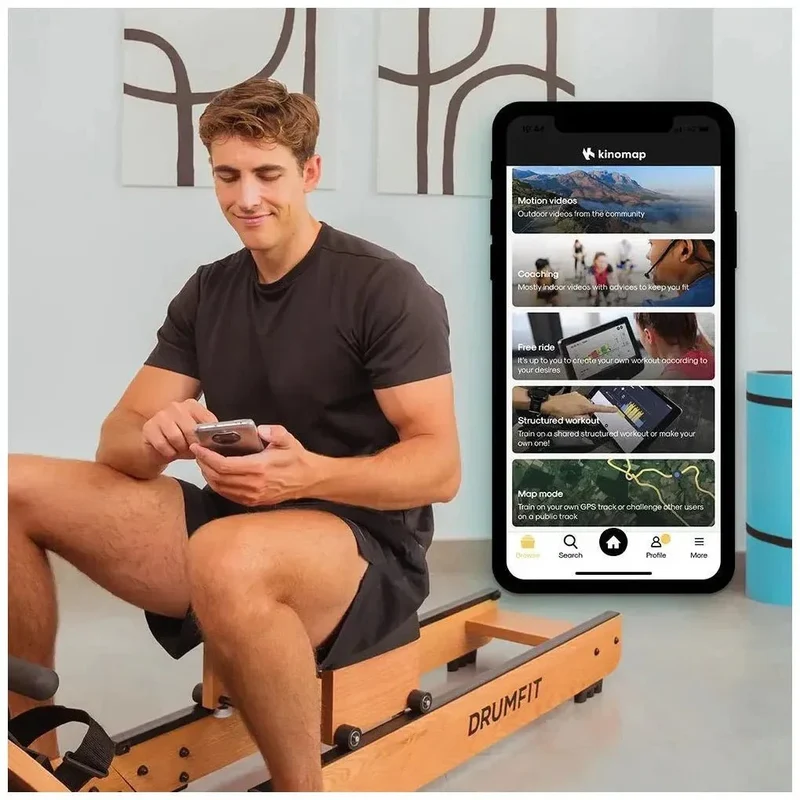 Remo de agua DrumFit Neptuno Wood entrenamiento intenso y Conectividad avanzada Cecotec