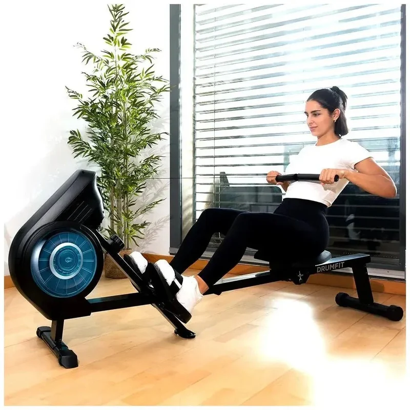 Máquina de remo DrumFit Rower Eolo Magno con resistencia de aire y magnética 8 niveles y Pantalla LCD Cecotec