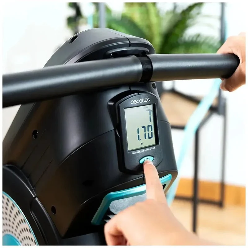 Máquina de remo DrumFit Rower Eolo Magno con resistencia de aire y magnética 8 niveles y Pantalla LCD Cecotec