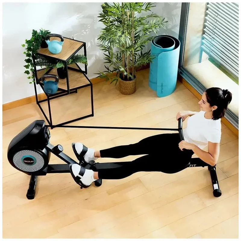 Máquina de remo DrumFit Rower Eolo Magno con resistencia de aire y magnética 8 niveles y Pantalla LCD Cecotec