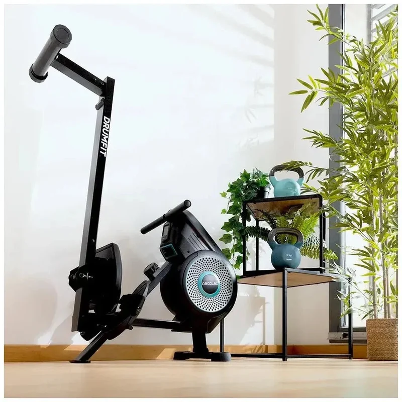 Máquina de remo DrumFit Rower Eolo Magno con resistencia de aire y magnética 8 niveles y Pantalla LCD Cecotec