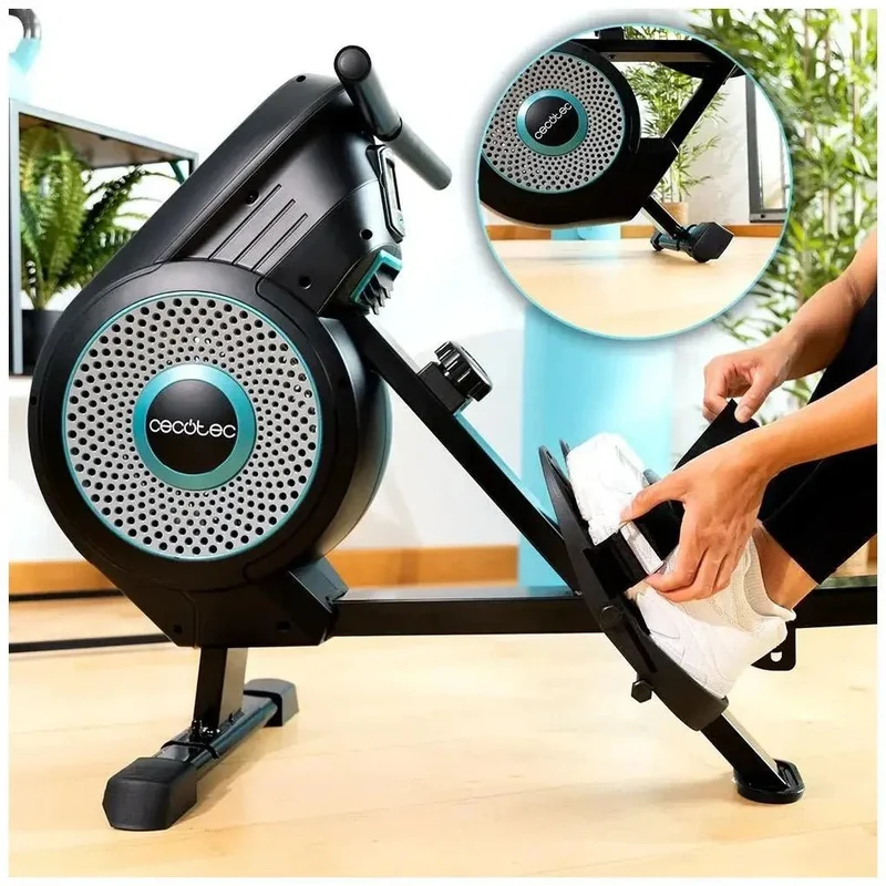 Máquina de remo DrumFit Rower Eolo Magno con resistencia de aire y magnética 8 niveles y Pantalla LCD Cecotec