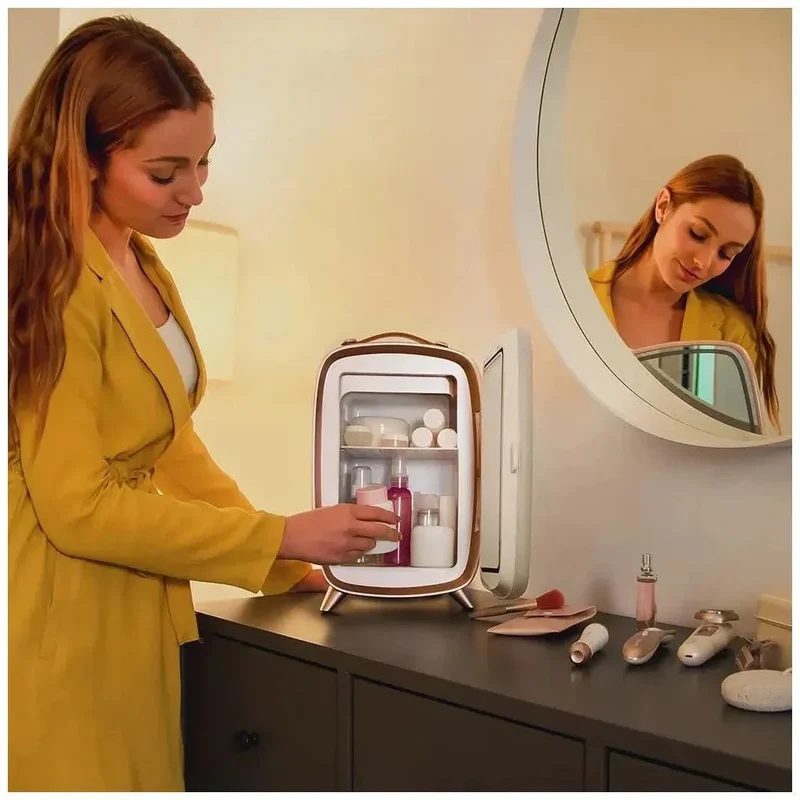 Nevera de Cosméticos 6L con Espejo y Luz LED para Belleza Fresca y Organizada de Cecotec