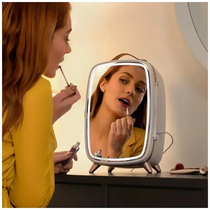 Nevera de Cosméticos 6L con Espejo y Luz LED para Belleza Fresca y Organizada de Cecotec