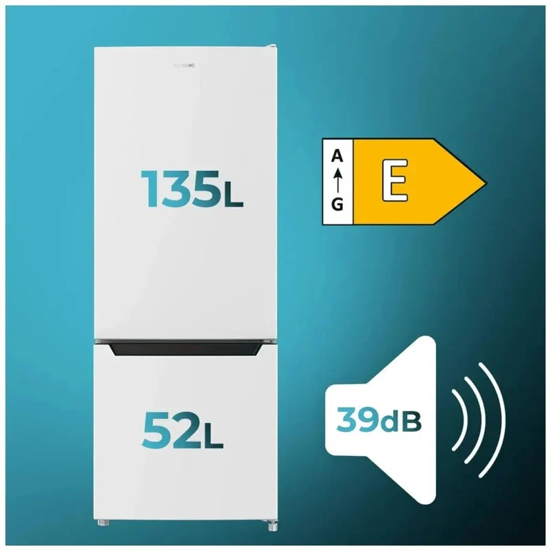 Frigorífico Combi Bolero 205L blanco eficiencia energética y Fast Cooling Cecotec