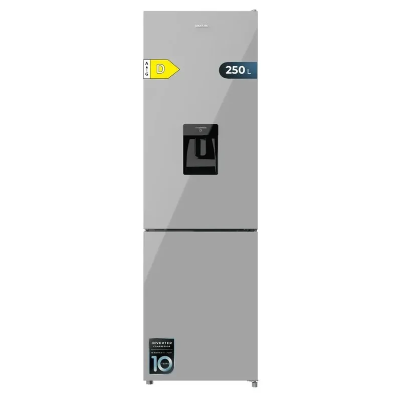 Frigorífico Combi 250L Gris con Inverter, No Frost y Dispensador de Agua de Cecotec