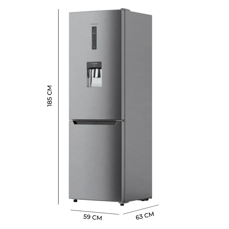 Frigorífico Combi Inox 322L: Eficiencia, No Frost y Dispensador de Agua de Cecotec