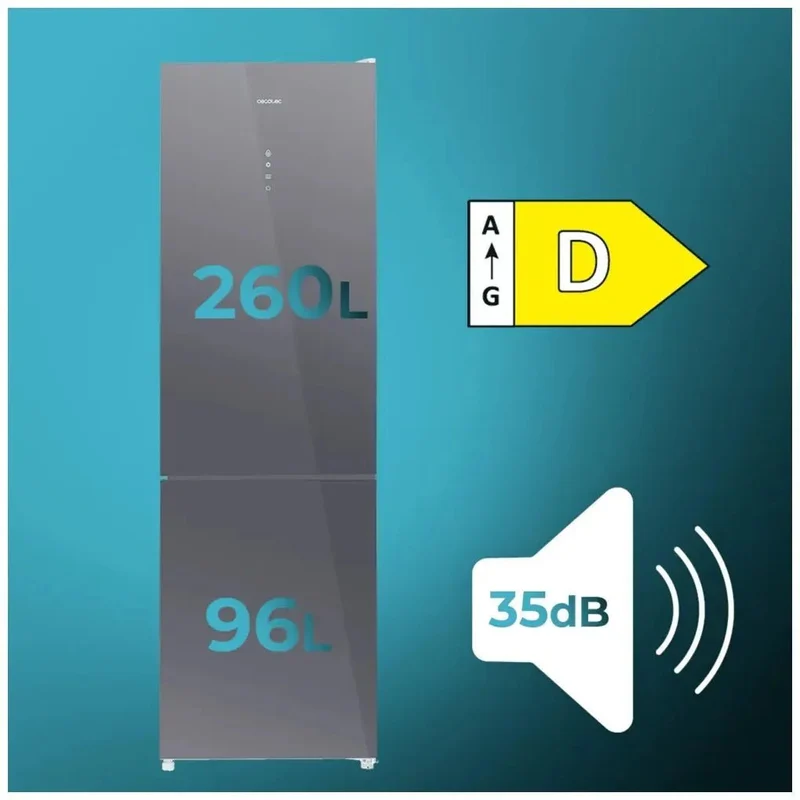 Frigorífico Bolero Combi 356L Glass Grey D: Eficiencia y Tecnología Avanzada de Cecotec