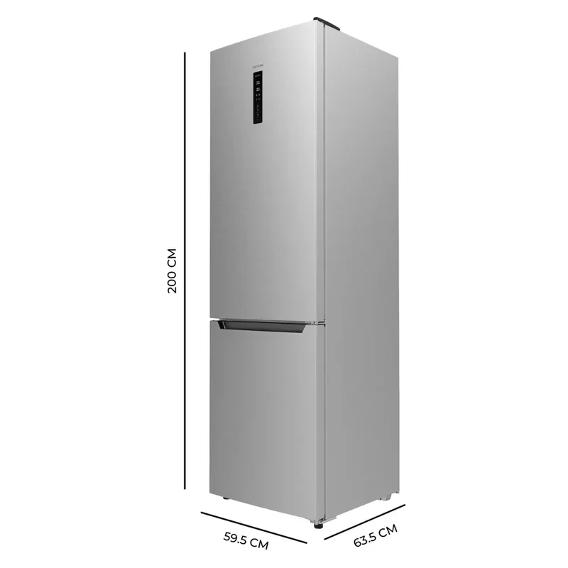 Frigorífico Combi Inox 356L No Frost, Eficiencia Energética E, 200cm Alto de Cecotec