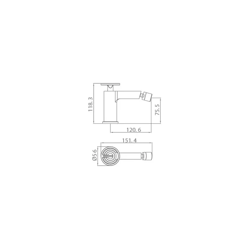 Grifo monomando sobre repisa para bidé fabricado en latón con acabado negro mate Olimpo de Imex
