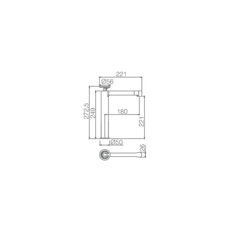 Grifo monomando con caño alto para lavabo hecho de latón con acabado oro cepillado Olimpo de Imex