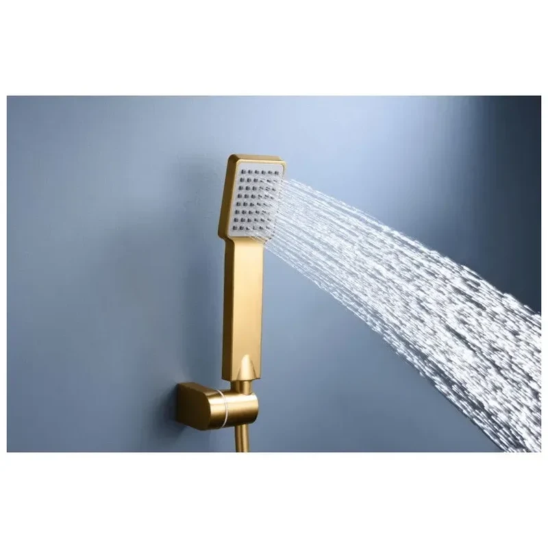 Grifería monomando para ducha con mango y flexo hecha de latón con acabado oro cepillado Art de Imex