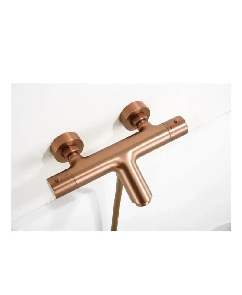Grifería termostática para bañera y ducha hecha de latón con acabado oro rosa cepillado Monza de Imex