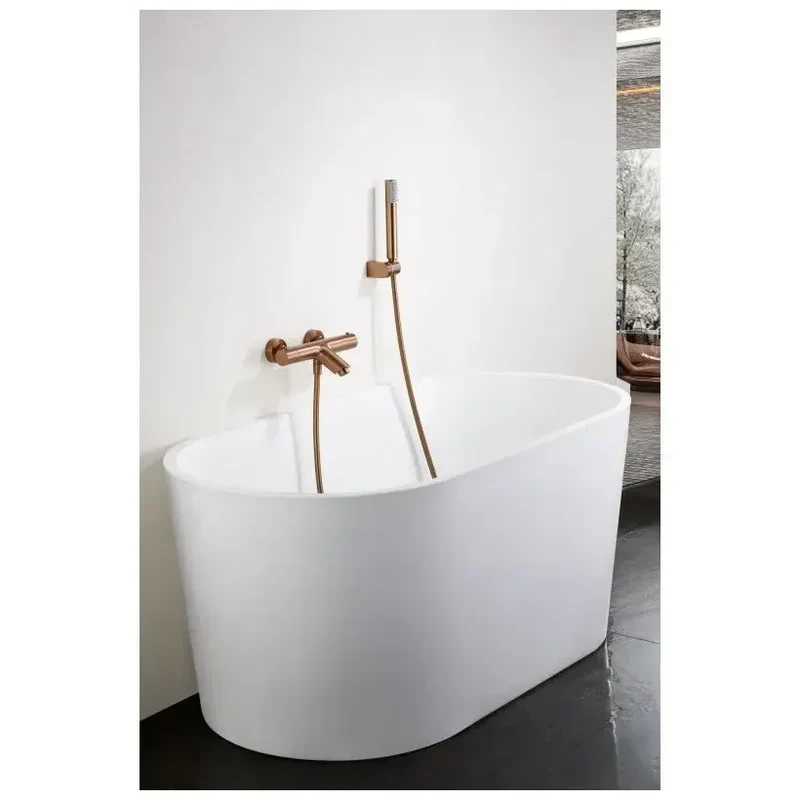 Grifería termostática para bañera y ducha hecha de latón con acabado oro rosa cepillado Monza de Imex