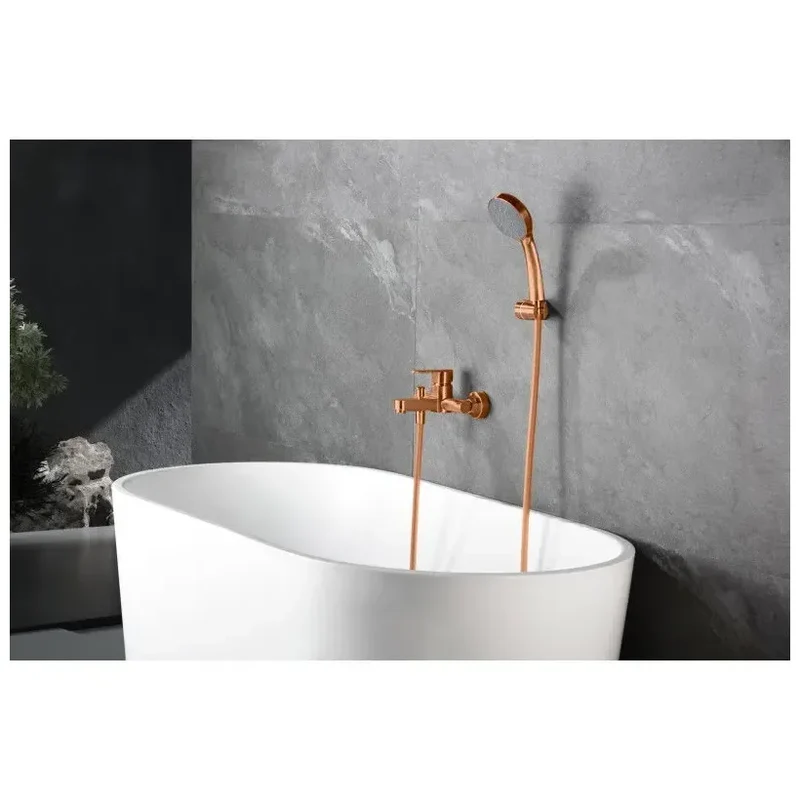 Grifería monomando para bañera y ducha hecha de latón con acabado oro rosa cepillado Roma de Imex