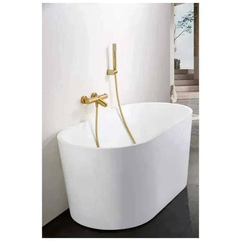 Grifería termostática para bañera y ducha hecha de latón con acabado oro cepillado Monza de Imex
