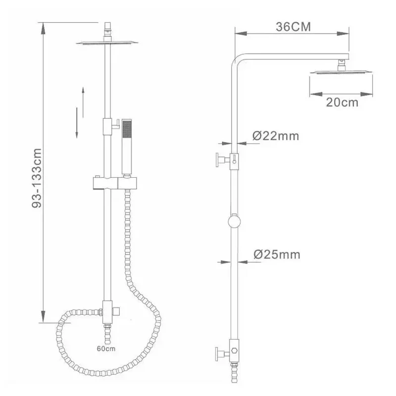 Columna monocomando para ducha con un diseño moderno de acabado cromado Minsk de Imex