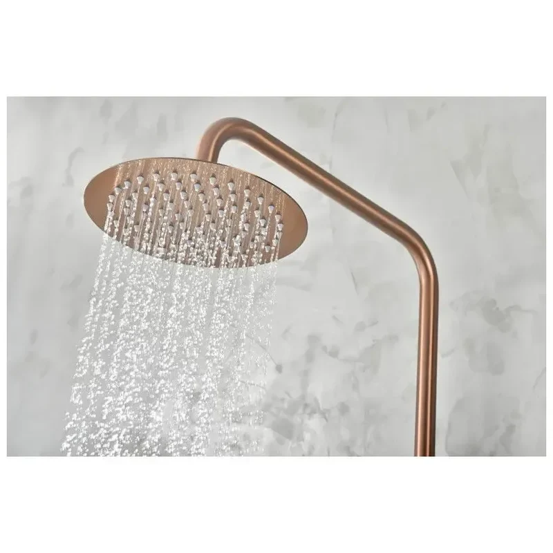 Columna de ducha de altura regulable fabricada en acero inoxidable con acabado oro rosa cepillado Monza de Imex