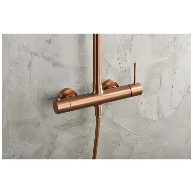 Columna de ducha de altura regulable fabricada en acero inoxidable con acabado oro rosa cepillado Monza de Imex