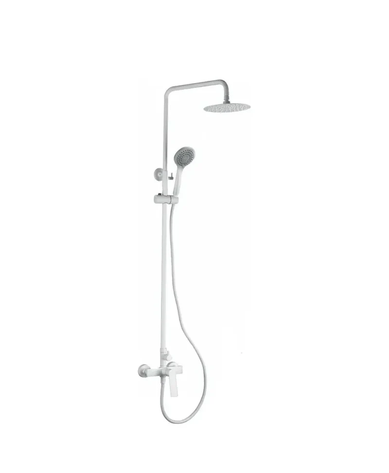 Columna de ducha de diseño extensible y moderno con un acabado blanco mate Luxor de Imex