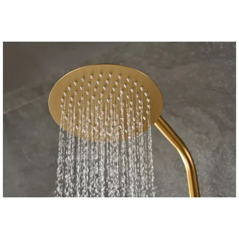 Columna de ducha con grifo termostático acero inoxidable y latón acabado en oro cepillado Monza de Imex
