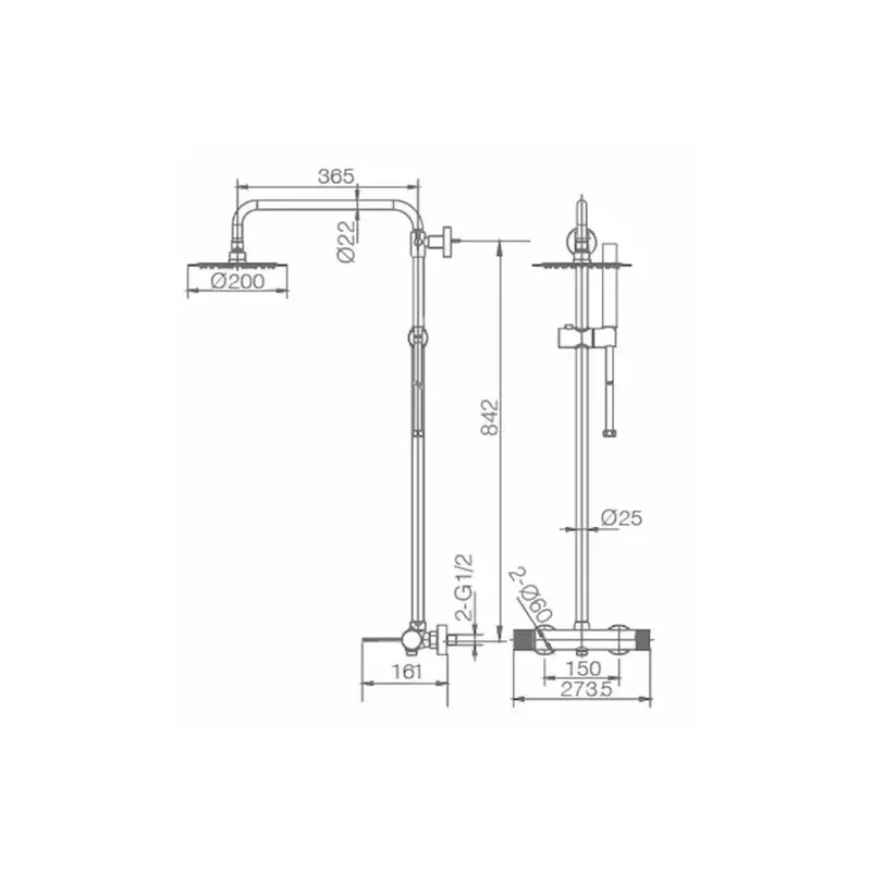 Barra de baño y ducha monomando extensible de latón con acabado cromado Fiyi de Imex