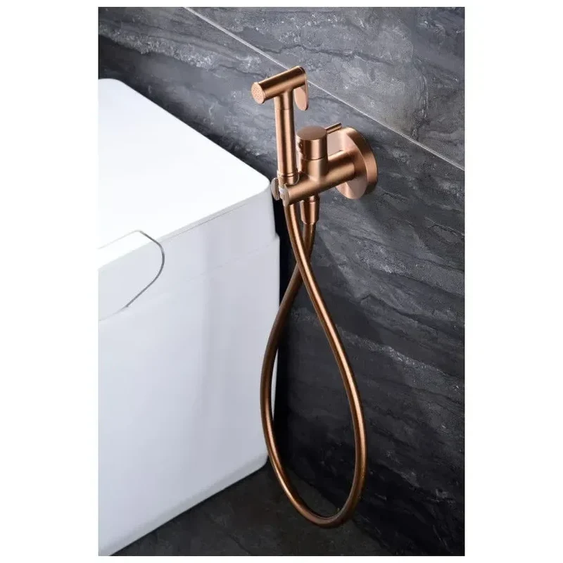 Ducha higiénica empotrada y monomando con acabado en color oro rosa cepillado Munich de Imex