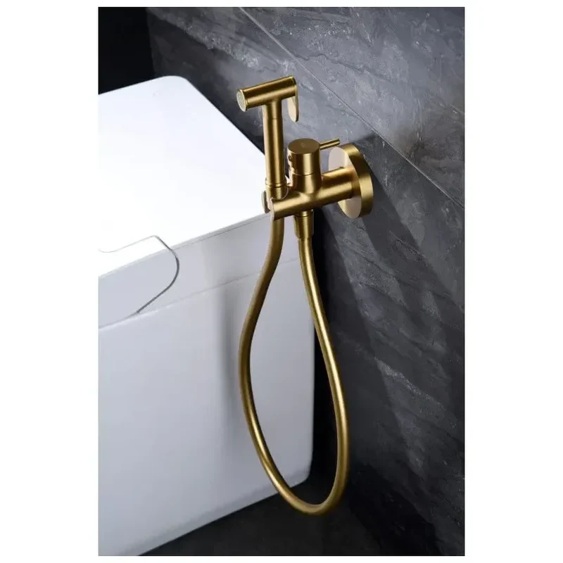 Ducha higiénica empotrada y monomando con acabado en color oro cepillado Munich de Imex