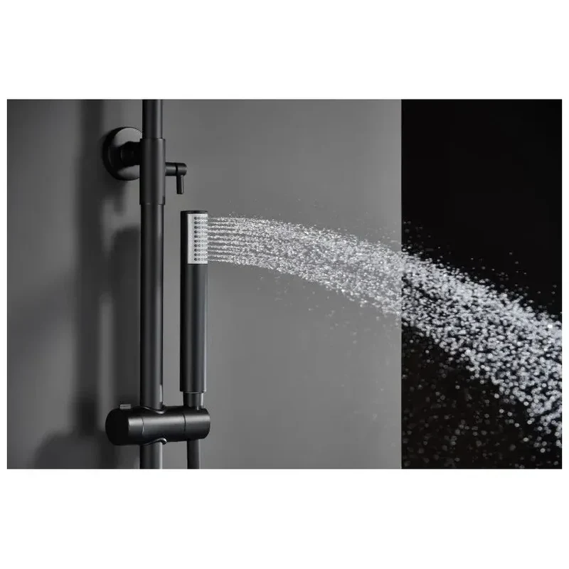 Columna de ducha de altura regulable con distribuidor integrado fabricada en acero inoxidable negro mate Monza de Imex