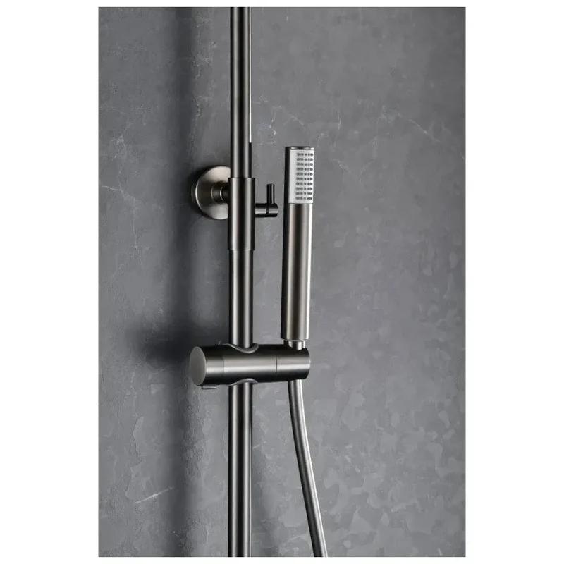 Columna de ducha de altura regulable fabricada en latón con acabado black gun metal Monza de Imex
