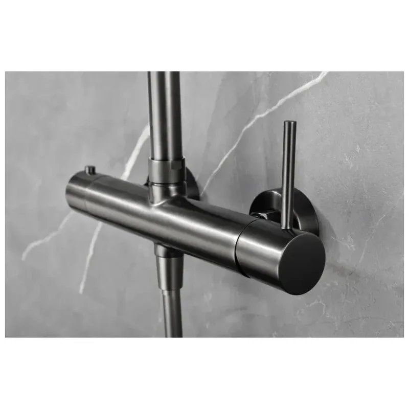 Columna de ducha de altura regulable fabricada en latón con acabado black gun metal Monza de Imex