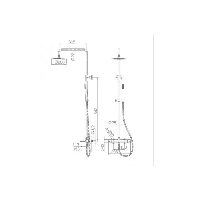 Columna de ducha de altura regulable con distribuidor integrado fabricada en latón cromado Monza de Imex